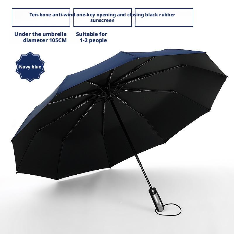 

Новый высококачественный 10-спицевый большой черный зонт-автомат складной, защита от солнца, солнцезащитный козырек, зонт двойного назначения для дождя Aluminum&10K