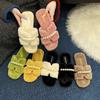 Korean version of fairy wind fluffy slippers female outer wear 2025 autumn and winter new Internet celebrity super fire fashion flat bottom cotton dra