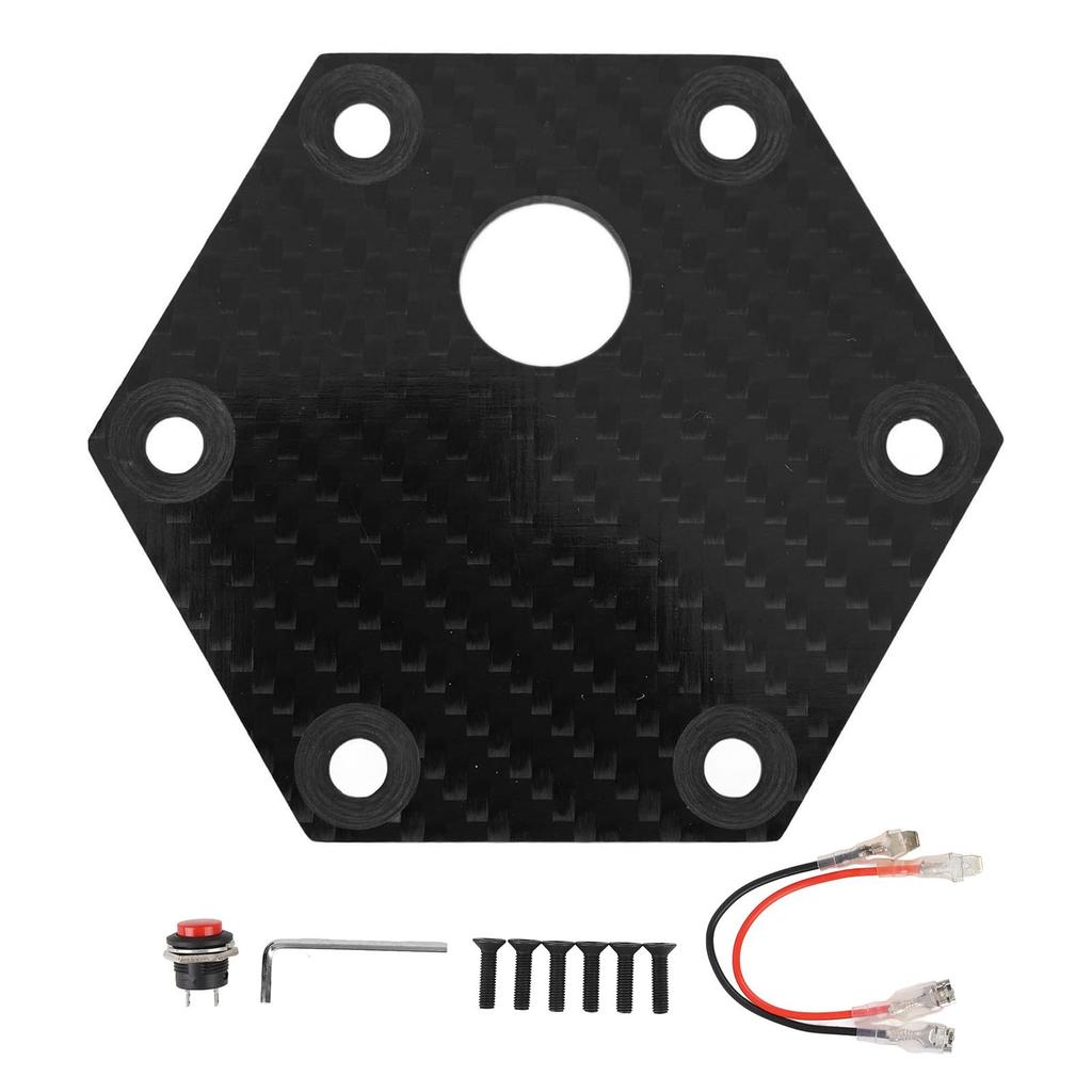 6 Hole Carbon Fiber Steering Wheel Horn Cover Plate High Strength Universal For VERTEX