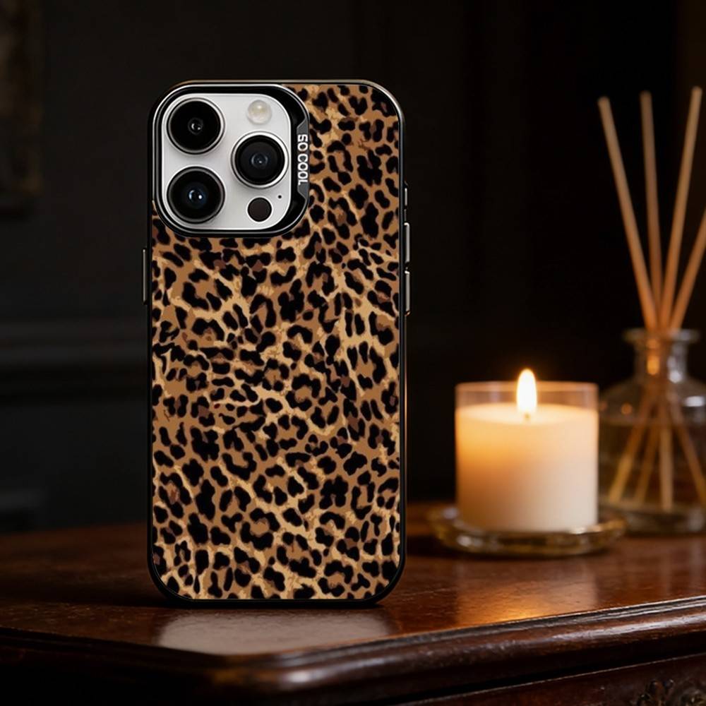 Leopard Print Tiger Skin Phone Case For iPhone 17,16,15,14,13,12,11,Pro Max,Plus Candy Silver Cover