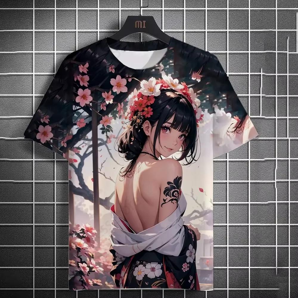 Summer Men's T-shirt Japanese Anime Tattoo 3D Print Tshirt Men Women Fashion Short Sleeve Oversized T Shirt Mens Clothing Sexy