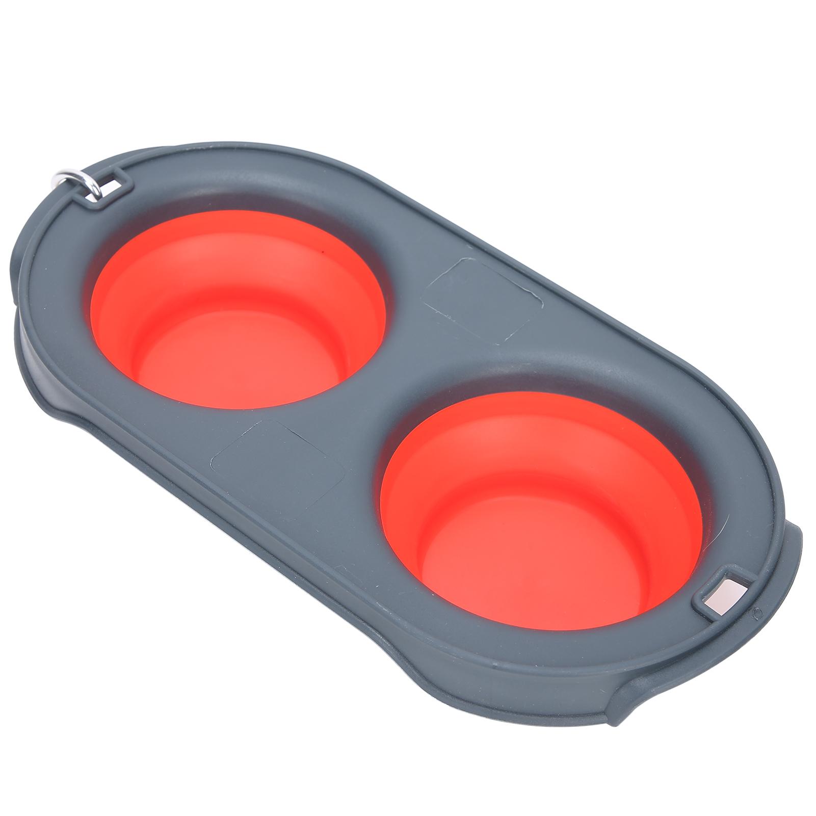 Pet Folding Bowl Portable Water and Food Feeding Dog Bowl Cat Folding Double Bowl