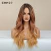 Ombre Dunkelblond, weich, gewellt, Haartyp, Perücke für Frauen, Cosplay, synthetisch, orangebraun, Haartyp, Perücken, hitzebeständig