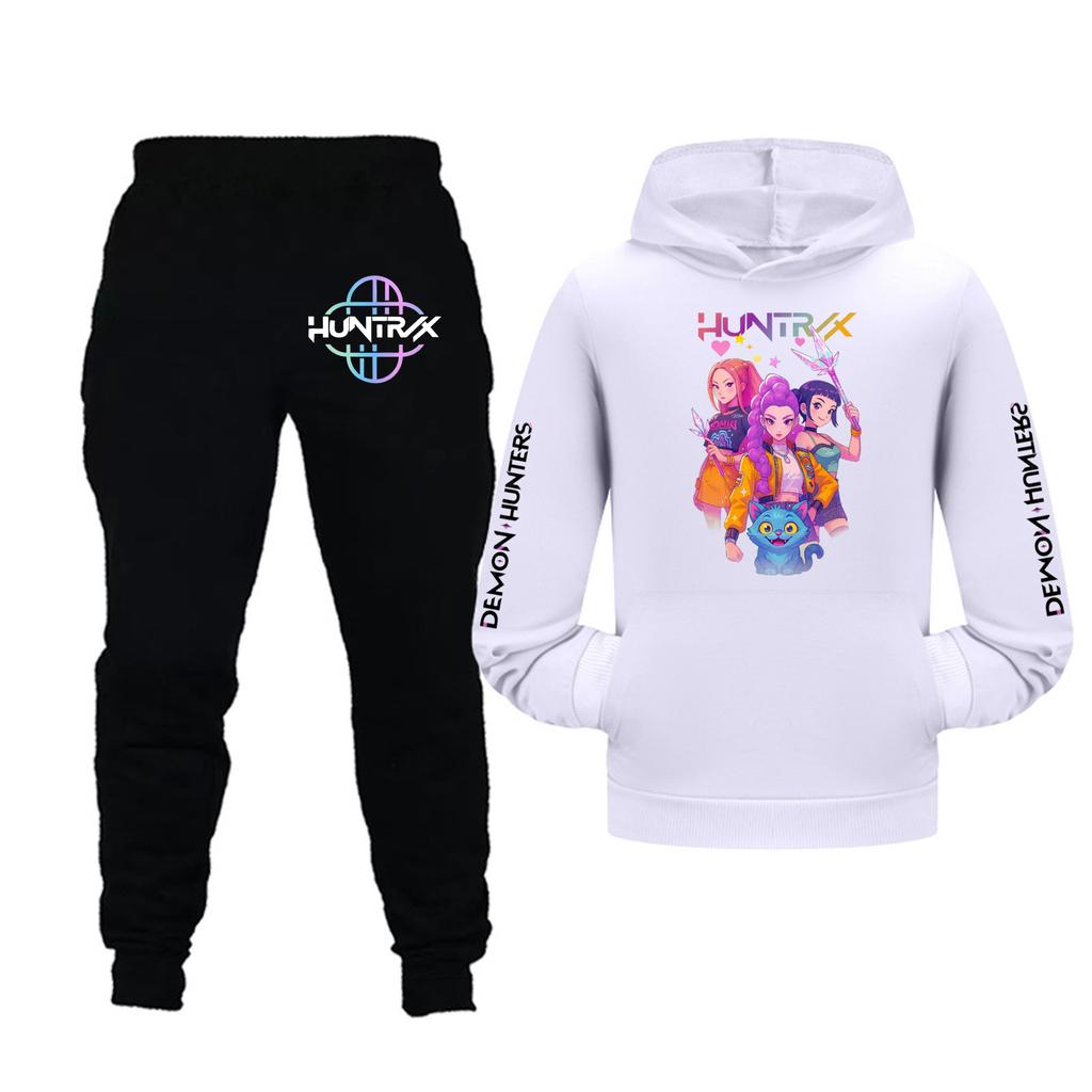 Kids Girls Long Sleeve Hooded Sweatshirt And Pants Set For Toddler And Big Kids 2Pcs Outfits