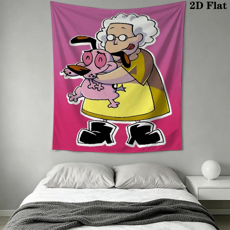 Courage the Cowardly Dog Wall Tapestry Aesthetic Wall Hanging Printed Fabric Blanket Decorative Tapestries for Bedroom Living Room Home Decor