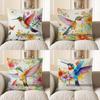 Home Decor Colorful Hummingbird With Flowers And Butterflies Pattern Cushion Cover Suitable For Sofa Bedroom Car Pillow Cover