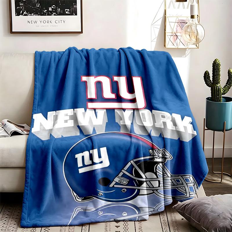 New York Giants Theme Personalized Outdoor Flannel Blankets Soft And Suitable For All Seasons Perfect For Sofas Beds And Camping