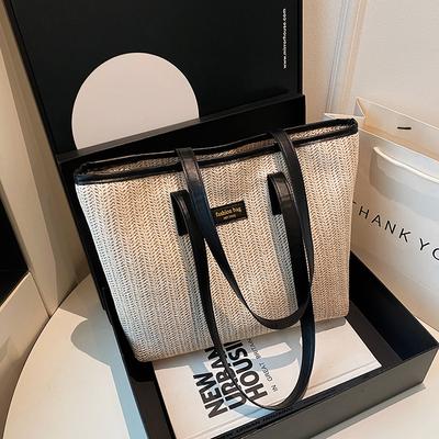 Geräumige Tasche, 2025 neue trendige High-End-Schultertasche, Damentasche, modische Arbeits- und Pendlertasche, Strohtasche