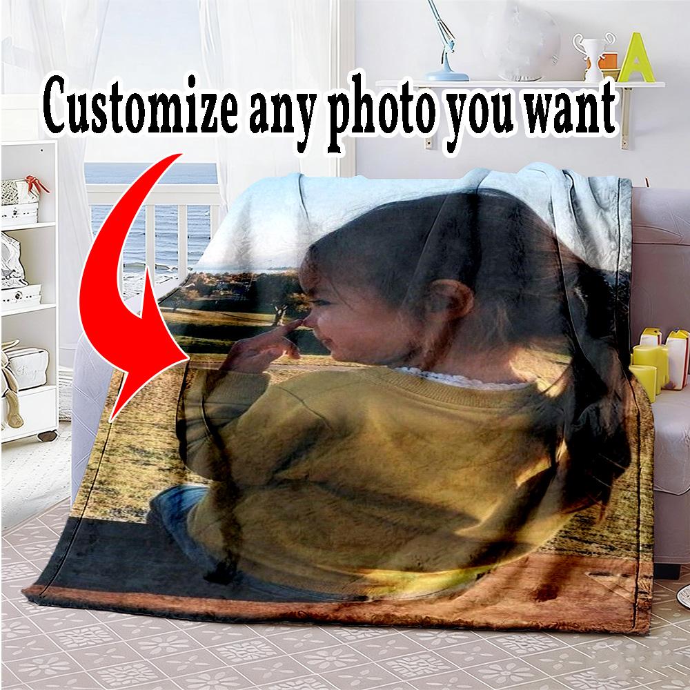 Customize Photos Personalized photos Blanket Throw Customizable Blanket Soft & Cozy for Chair Livingroom Living Room Sofa All-Season Use