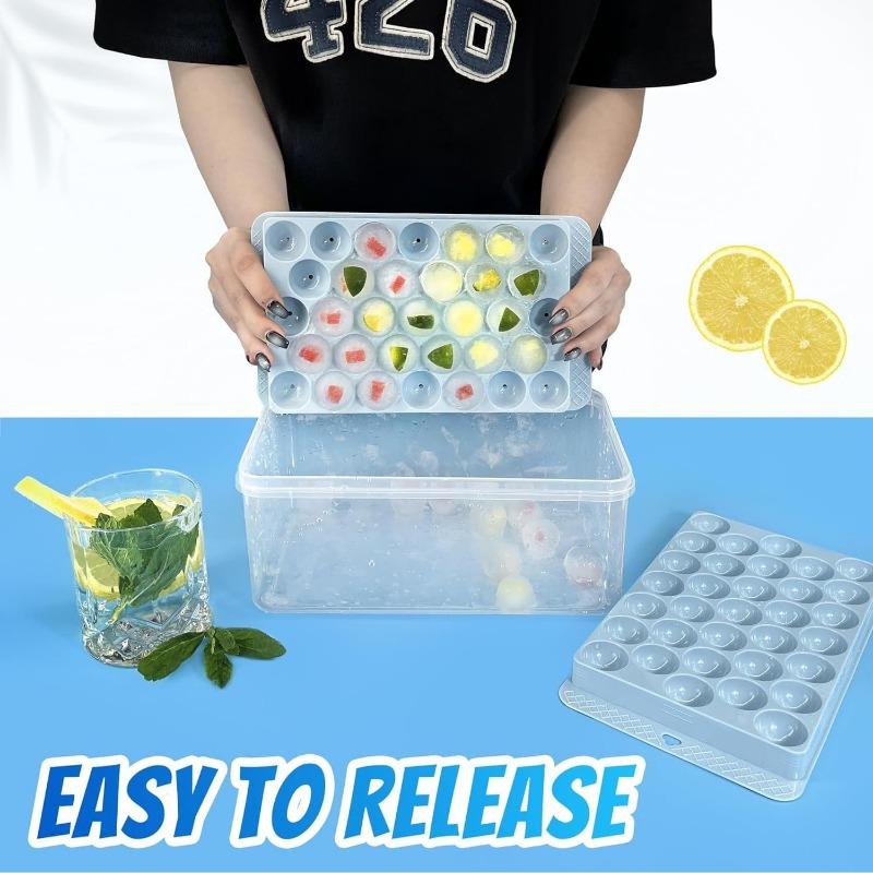 1-5PCS Ice Mold with Lid Diamond Design Easy Release 3D Round Ice Ball Maker Plastic Freezer Tray for Whiskey Cocktails Reusable