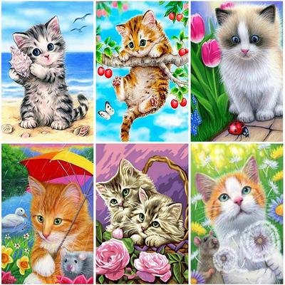 Gatto Fai da Te Pittura Diamante 5D Trapano Rotondo Completo Resina Animale Ricamo Diamante Gatto Punto Croce Mosaico Decorazione Casa Arte Regalo