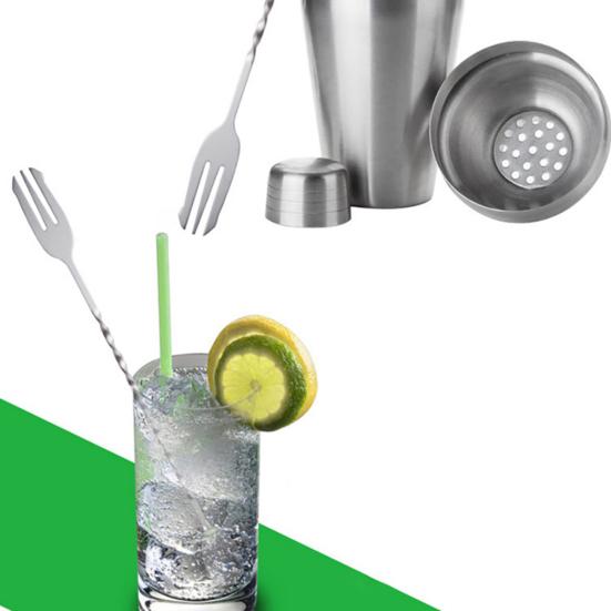 Spiralförmiger langer Rühr-Cocktail-Kaffeelöffel aus Edelstahl mit doppelseitigem Griff