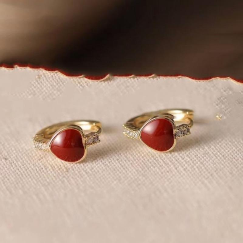

Красные серьги в форме сердца с легкой роскошью и изысканным темпераментом, серьги для женщин красный