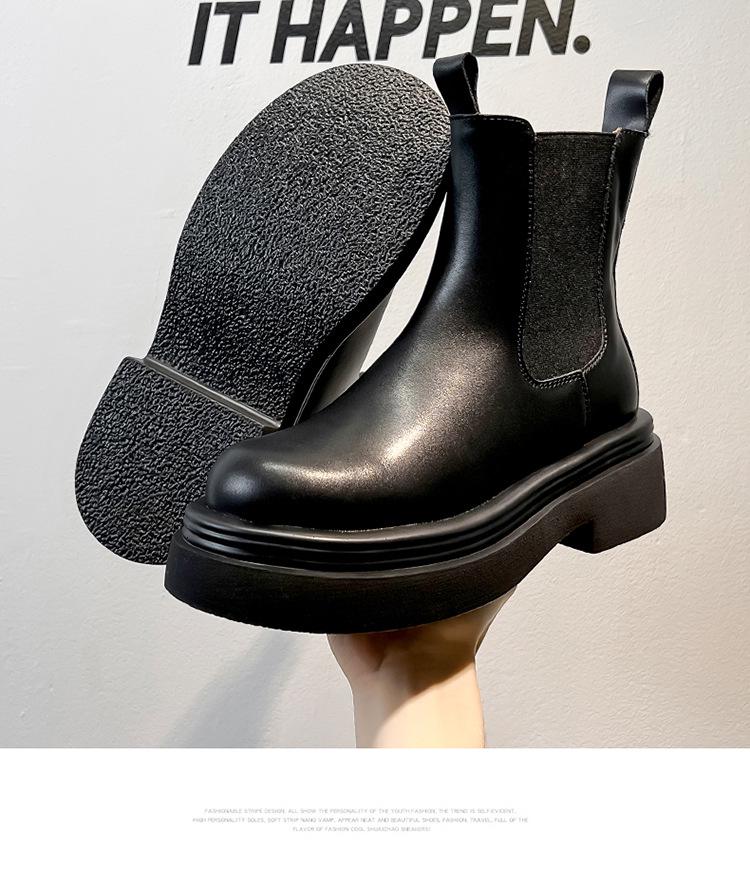 Men's Trendy High-End Retro Chelsea Boots - British Style, Thick-Soled, High-Top Leather Martin Design 5015-A.
