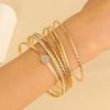 Gold Plated Multi-Layer Hammered Bangle Set, Thin Stackable Gold Bangles for Women