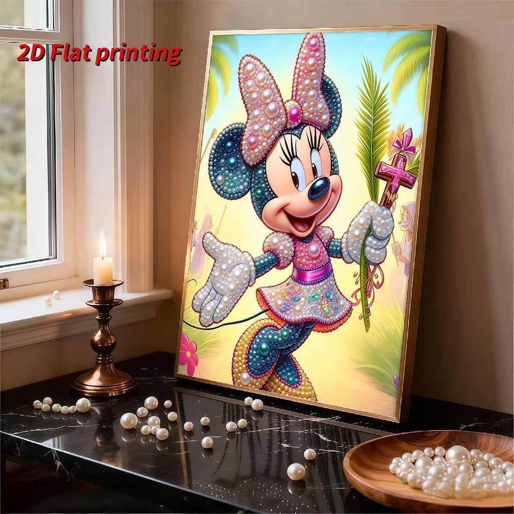 Disney Pearl Painting Minnie Easter Palm Cross Creative Art 5D Pearl Embroidery Cross Stitch Kit Handmade DIY Home and Room Decor Gift