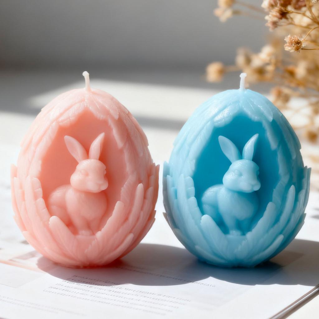 Scented Candle Mold Silicone Egg Shaped Mold Easter Bunny Candle Mold Creative For Gifts Diy Crafting Candle Making