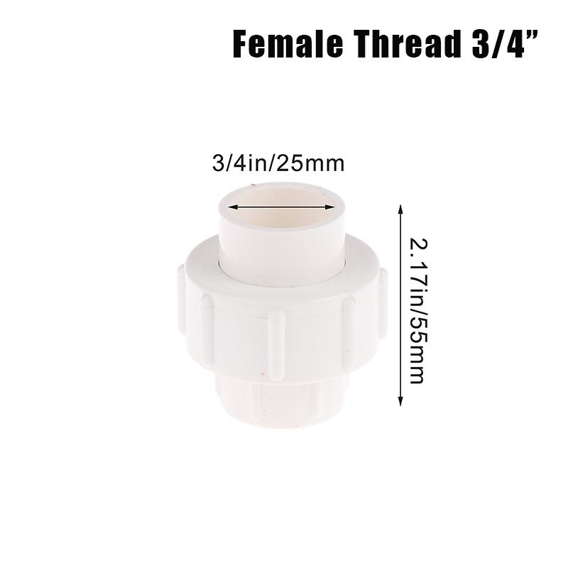 1Pc 1/2" 3/4" 1" &1 1/4"&1 1/2"Double Female Thread PVC Garden Watering Irrigation Fitting Connector Fish Tank Detachable Joint