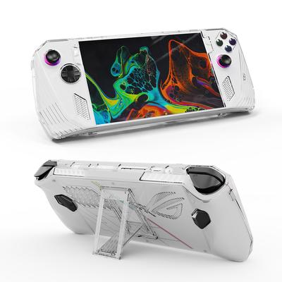 Transparent Protective Case PC Shell Protective Cover Shockproof Anti-collision with Folding Stand for ROG Ally Game Console