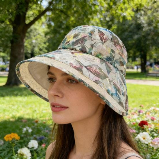 Cappello da Sole in Rete Traspirante con Parte Superiore Semi-vuota, Ampia Visiera, Protezione Completa del Viso, Cappello con Stampa Retro, Pieghevole, Portatile, Cappello Sportivo