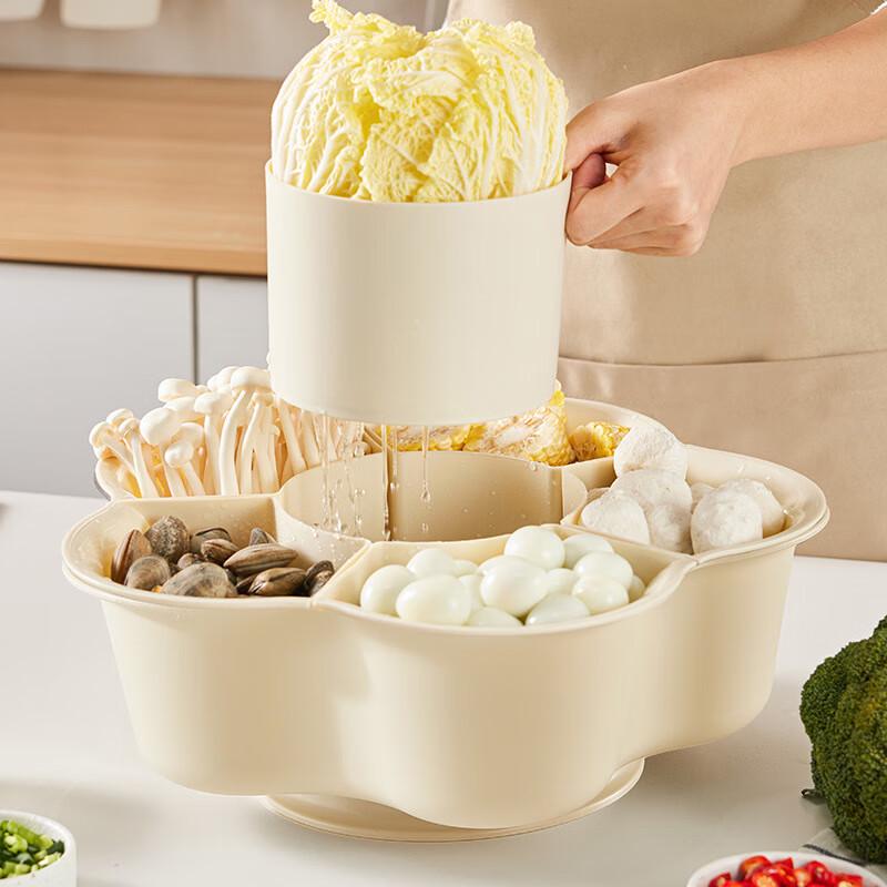 

Rotatable Divided Hot Pot Serving & Drain Basket