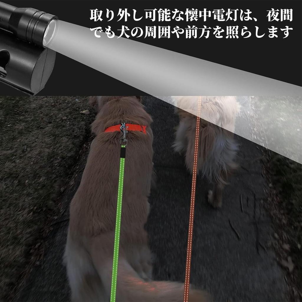 Coollooda Dog Retractable Double for Two 3m with LED Garbage Bag Suitable for Multiple Automatic for and Large Night Walks Leash, Leash, Dogs,
