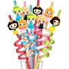 Reusable Princess Drinking Plastic Straws25 and 2 Cleaning Brush, Disneyprincess Birthday Party Supplies, Princess Party Favors Decorations- Set of