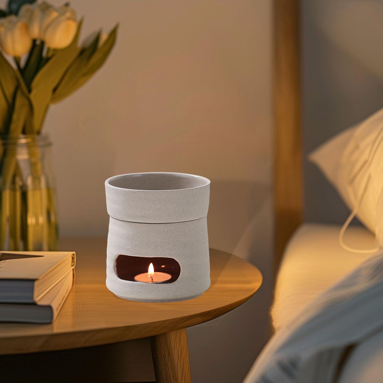 

Classic Oil Burner Ceramic Tealight Fragrance Diffuser Candle Holder for Home Romantic Bedroom Housewarming Gift сірий колір