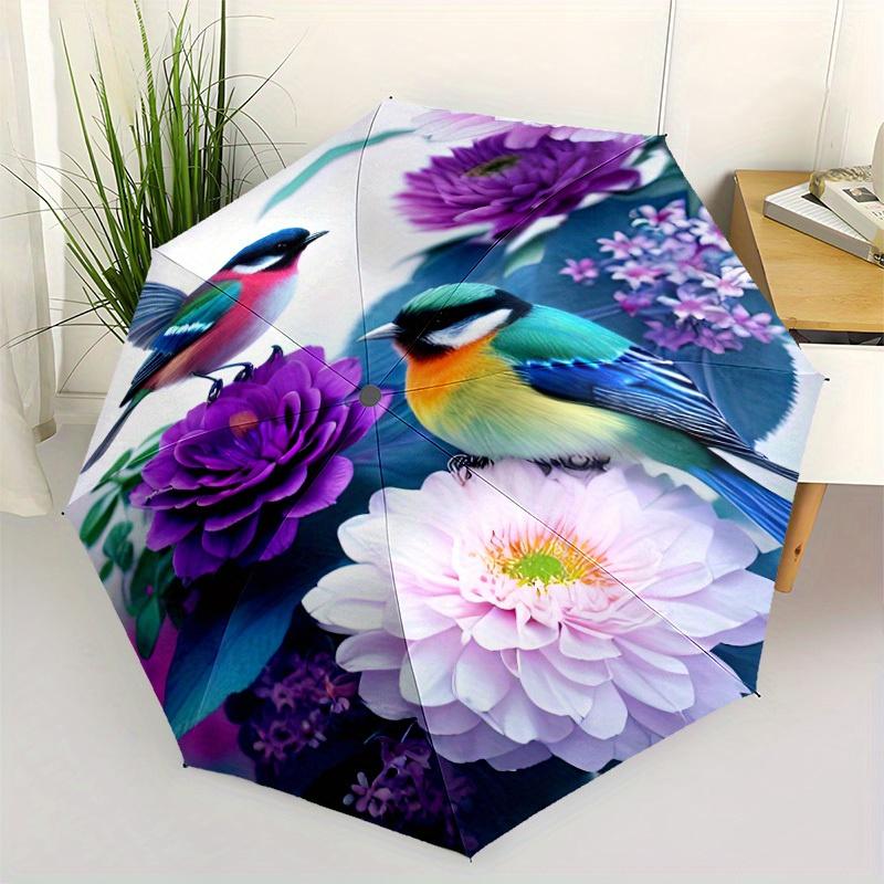 Rainbow Birds Automatic Folding Umbrella Lightweight Retractable Design For Outdoor Travel Accessoriest67