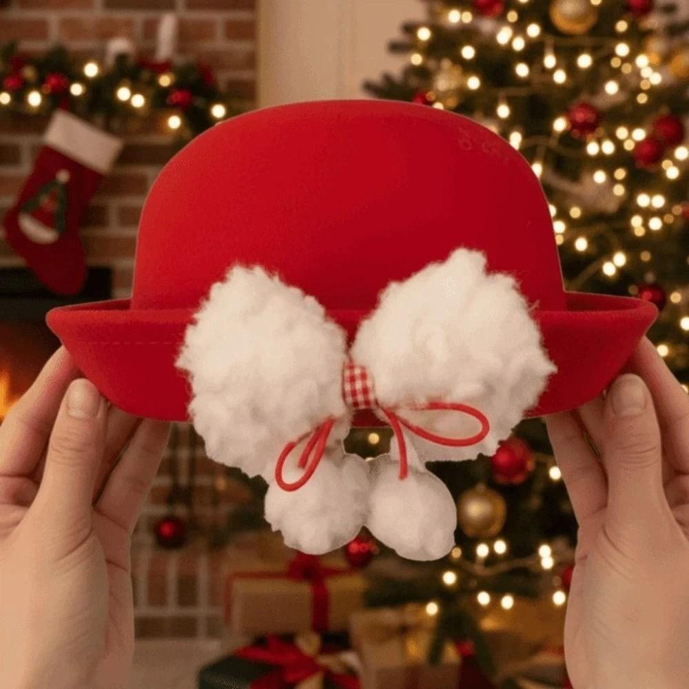 Japanese Style Woolen Bucket Cap Vintage Looking Girls Dome Hat Basin Hat Red Bowler Hats  Autumn
