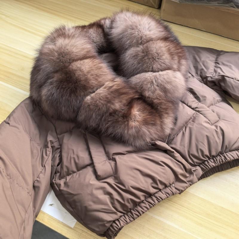 Womens Short Warm Puffer Coat With Real Fox Fur Collar Lightweight Down Jacket Winter Urban Commute