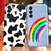 For Samsung Galaxy S22 5G Phone Case Cute Rainbow Milk Cow Painted Cover For Samsung S22 Plus S 22 Ultra Soft Silicon Fundas