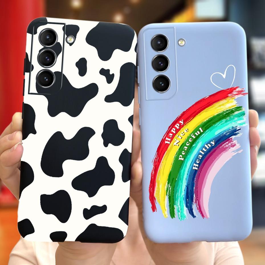 For Samsung Galaxy S22 5G Phone Case Cute Rainbow Milk Cow Painted Cover For Samsung S22 Plus S 22 Ultra Soft Silicon Fundas