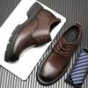 Osynliga Bekväma Förhöjda Skor för Män 3/6/8CM Tjock Plattform Äkta Läder Herr Klänningsskor Casual Hiss Derby Sko