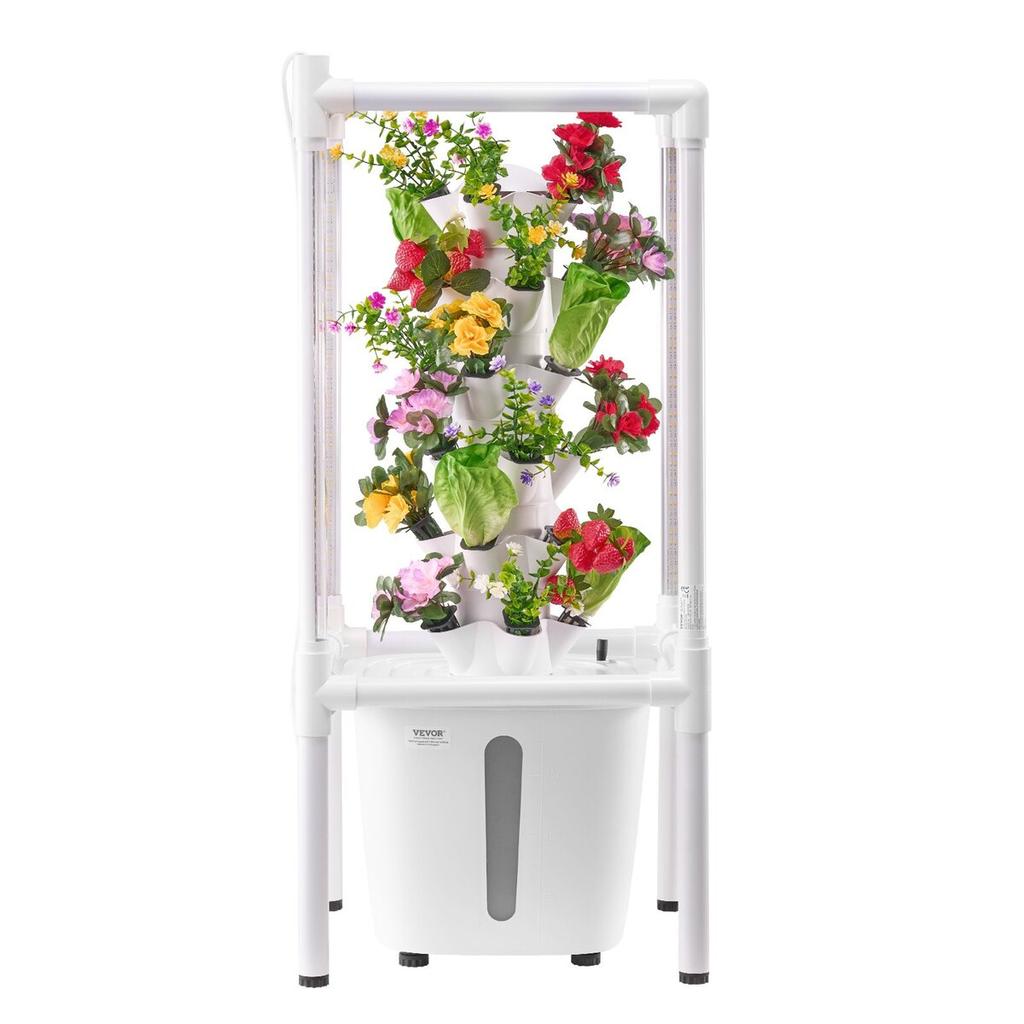 Hydroponic Growing System with Grow Light, 30 Pods Vertical 6 Tiers Hydroponic Tower, Home Hydronic Garden with Water Pump, Plants Germination Kit for
