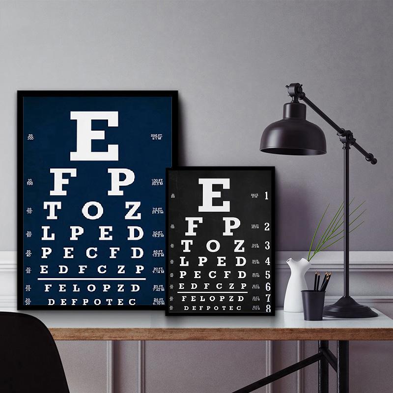 Snellen Eye Chart  Gifts Vintage Optometry Eye Chart Canvas Painting Wall Pictures Eye Doctor Art Prints Eye Clinic Decor