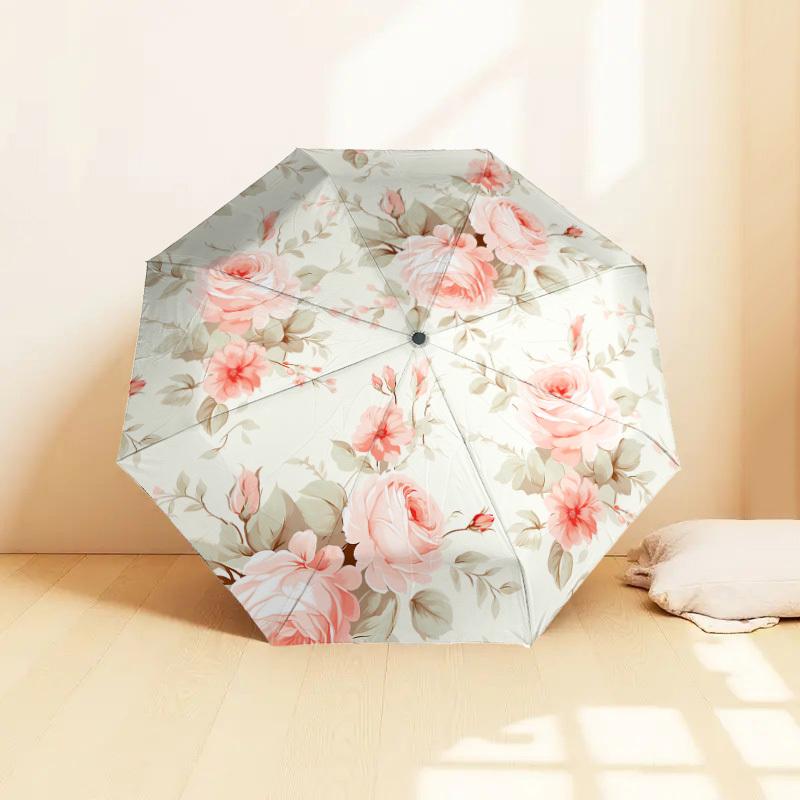 1pc Floral Pattern Pattern Umbrella  Automatic Opening and Closing Umbrella, High Quality Umbrella, Ideal Gift for Her 366