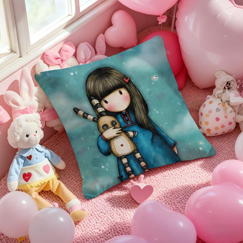 S-Santoro Gorjuss Cartoon Cushion Cover Pattern Printed Pillowcase for Living Room Sofa Cushion Cover & Bedroom Decor
