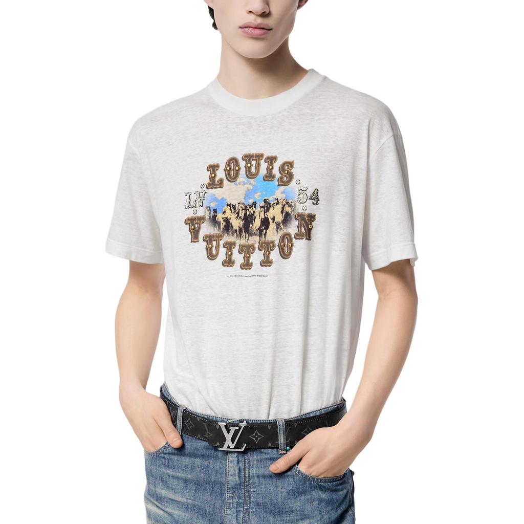 Louis Vuitton Graphic Cotton And Linen Blend T Shirt 1AFWUR