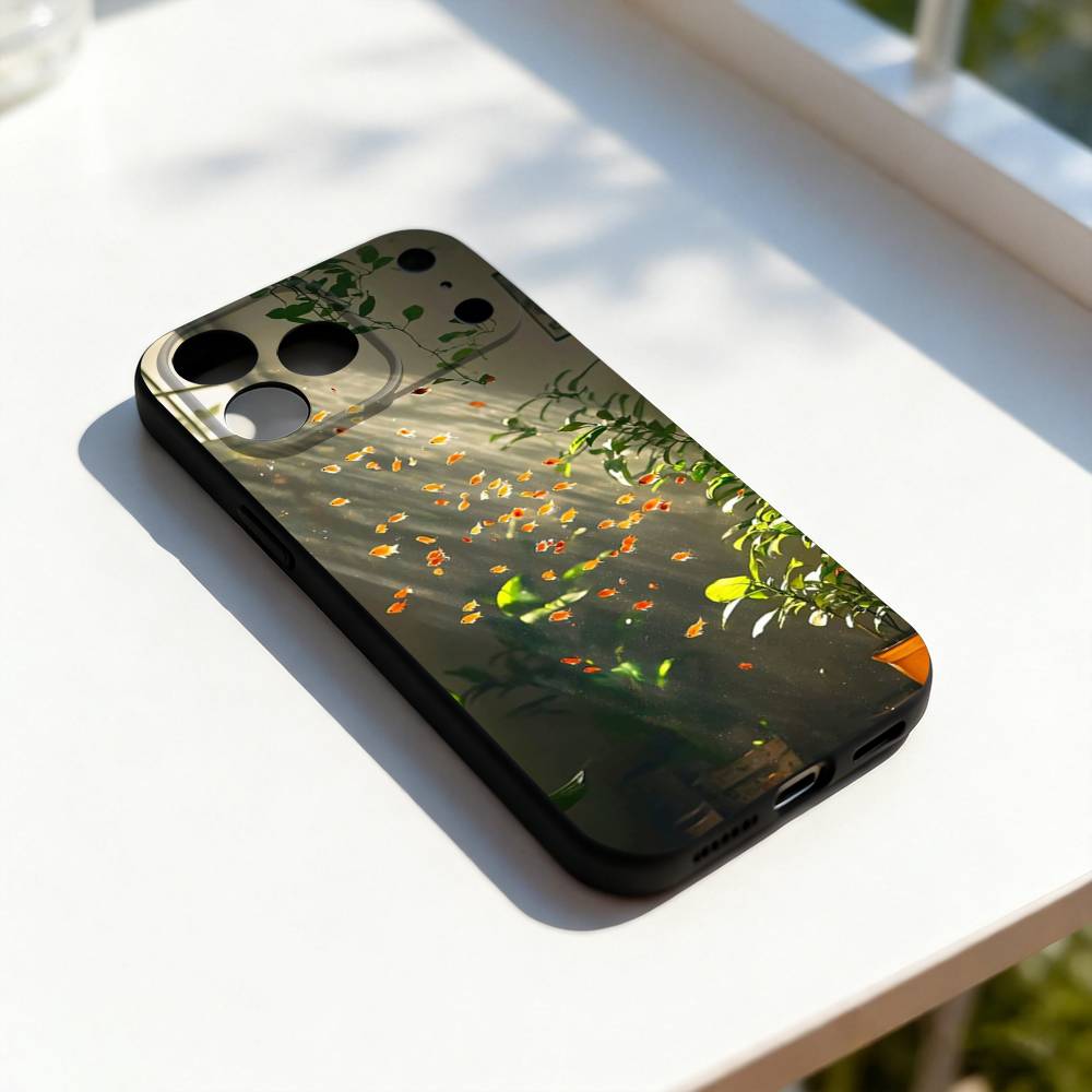 

Stylish Art Koi Fish Phone Case For iPhone 17,16,15,14,13,12,11,Pro,Max,Plus,E,SE4,Air,Mini Black Precise Hole Matching iPhone13PROMAX