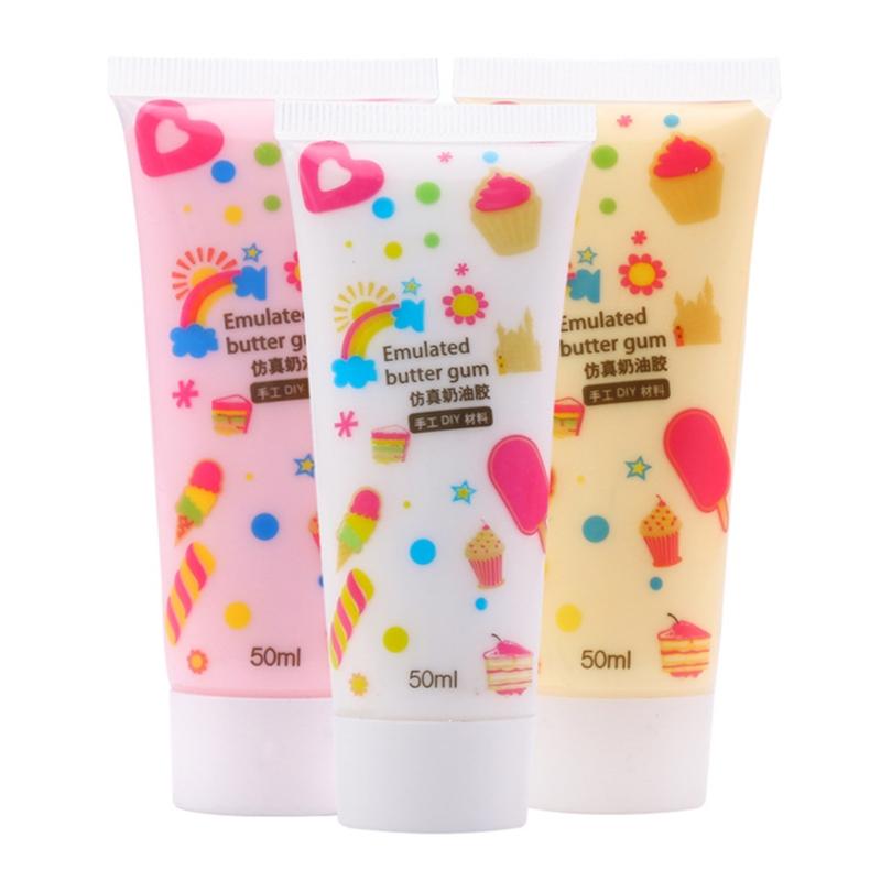 2pcs 50g Simulation Cream Clay Adhesive Gel Multicolor Fake Whipped Cake Cream Glue DIY Phone Case Shell Kit Handmade Home Decor
