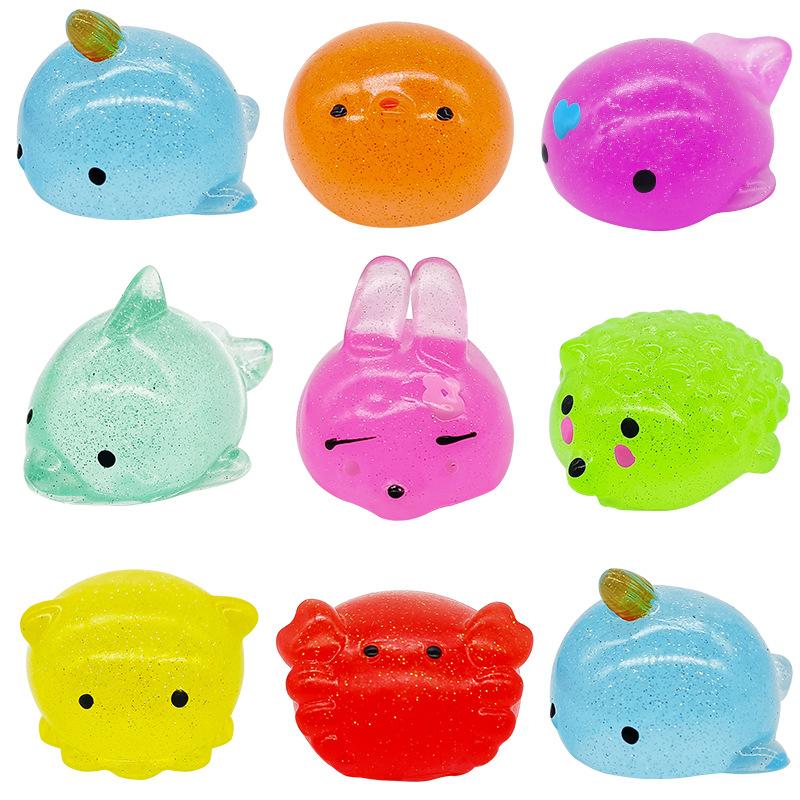 Big Spongy Glitter Mochi Squishy Fidget Sensory Toys Kawaii Animal Stress Ball Powder Fun Soft Antistress Squeeze Children Toys