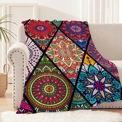 Muster Vier Jahreszeiten warm MODE weiche Plüschdecke geeignet für Sofa Wohnzimmer Mandala Zimmer Büro Schlafzimmer Reise Geschenk Flanell