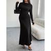 Women's Autumn and Winter Temperament Pure Colour Package Hip One Lapel Dresses