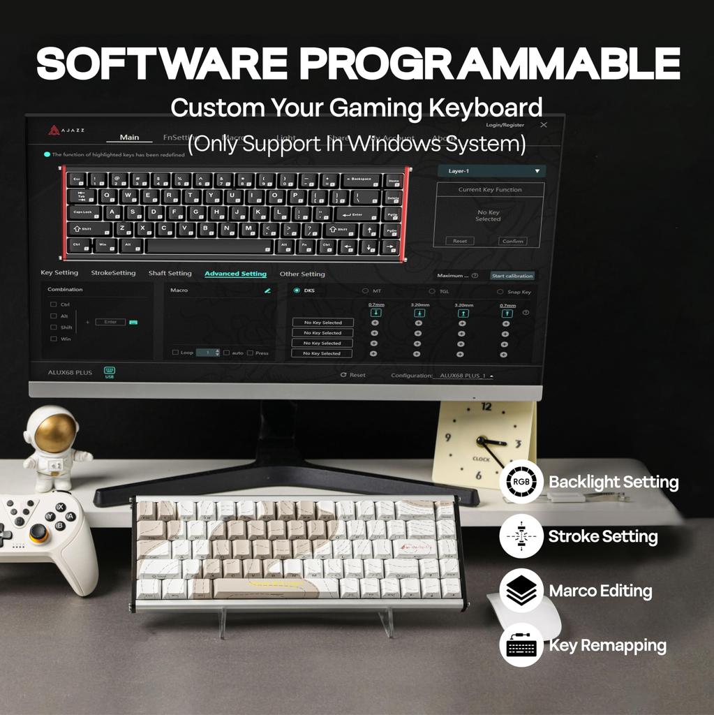 MechLands AJAZZ ALUX68 HE Aluminum Gaming Keyboard with Rapid Trigger Magnetic Switch Wired Hall Effect Keyboard 8K Polling Rate Latency RGB Backlight