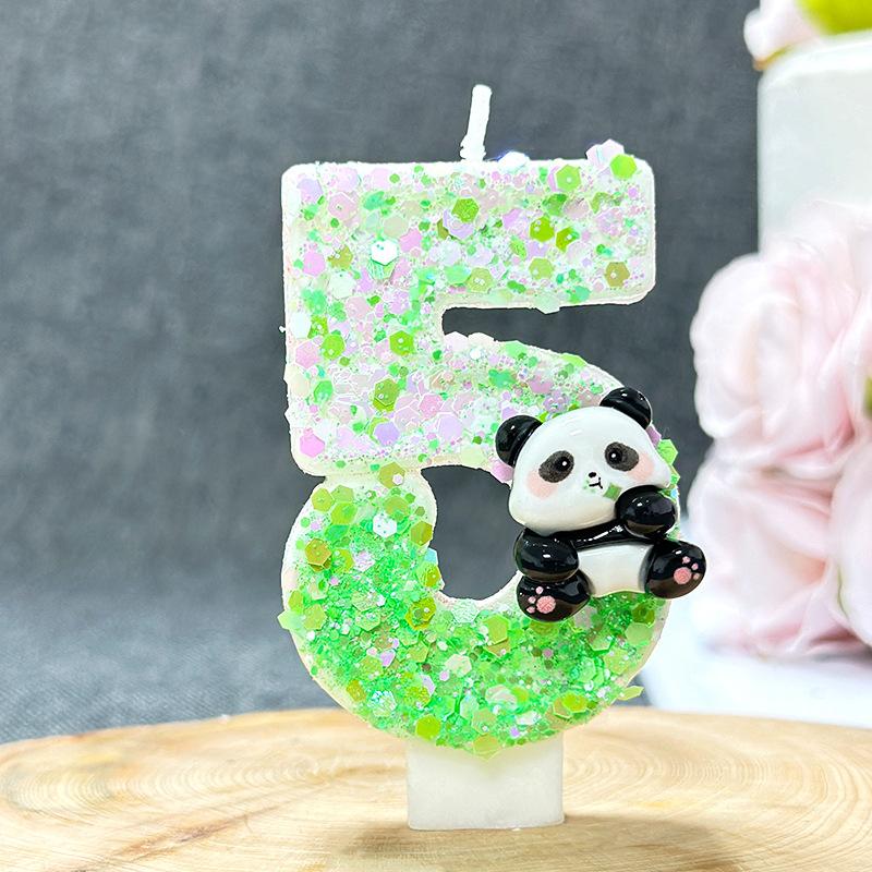 1PC Creative Digital Candles Cute Panda Birthday Cake Party Candle Party Atmosphere Candle Scene Decoration Suppliescor Number3