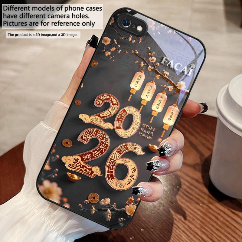 Happy New Year, 2026 For iPhone 17 Air 16 E 15 14 13 Plus 12 mini 11 17 Pro Max XR Xs Max 16E 7 8 Tempered Glass Phone Case