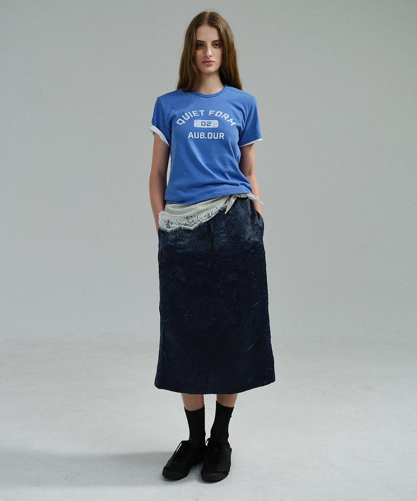 Aubeuawo Putty Satin Skirt (Navy)