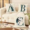 Letter Horse Cushion Cover Soft Short Plush Pillow Cover Smooth Cozy Texture Aesthetic Cushion Case Home Decor