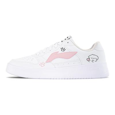 Li Ning Floating Boat Abrasion Resistant Slip Resistant Low Top Skateboard Shoes Women's Pink White AGCS420-6(Team1993-)